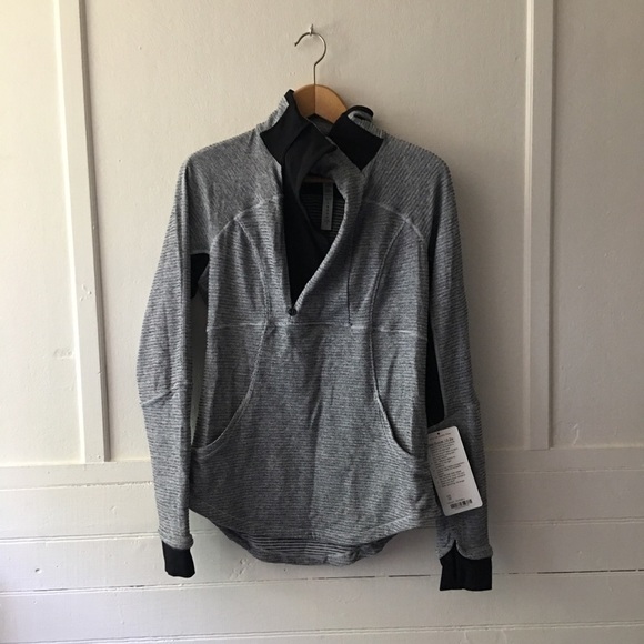New NWT Lululemon Base Runner 1/2 Zip Mini Check Pique Black/White Gray Grey 10 - Picture 5 of 8
